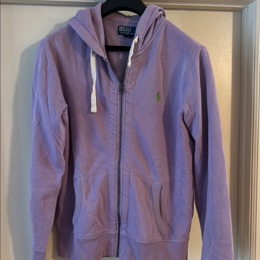 Polo by Ralph Lauren. Purple Zip-Up Hoodie with Green Logo